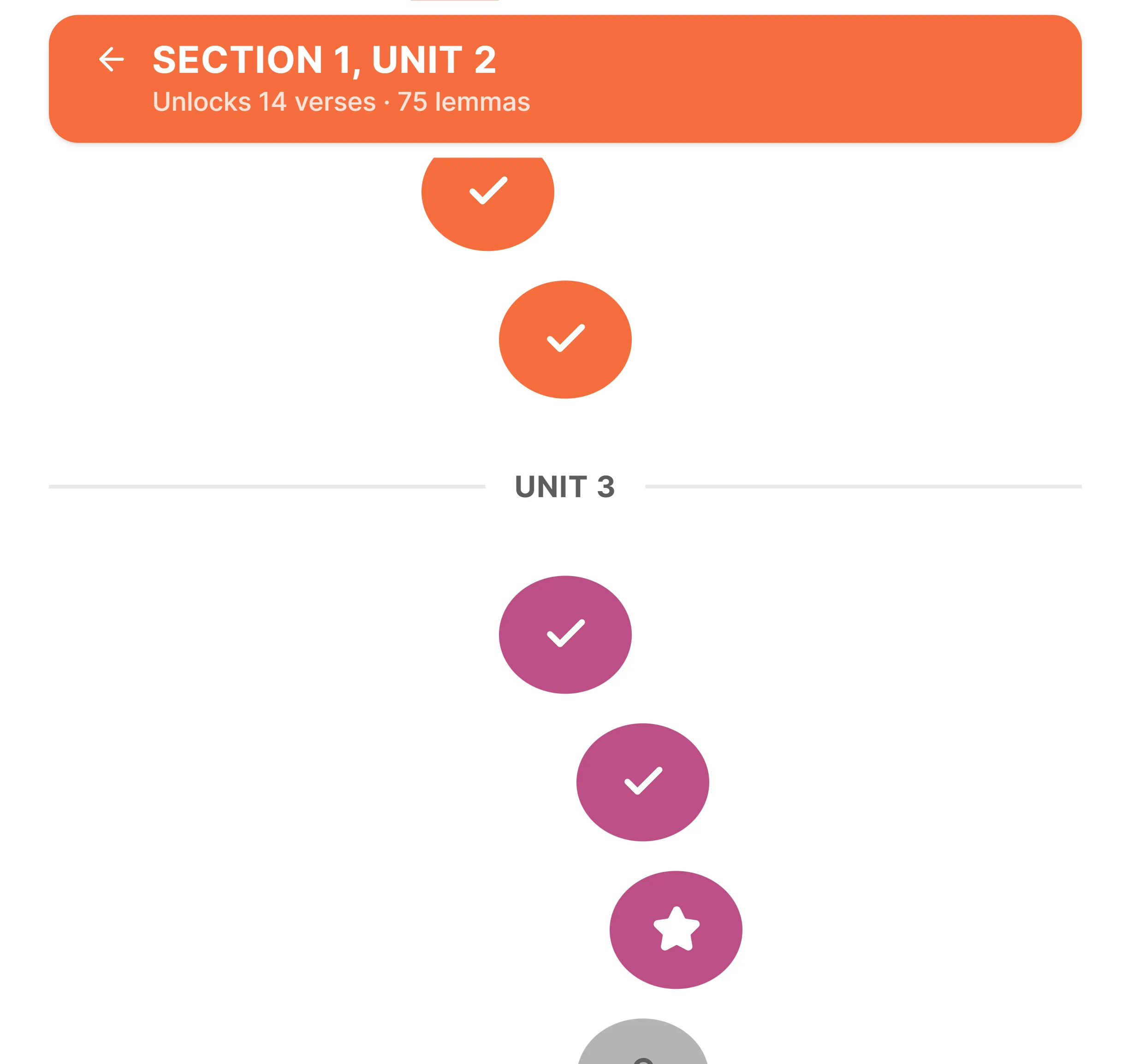 Learning path showing unit steps on the dashboard roadmap
